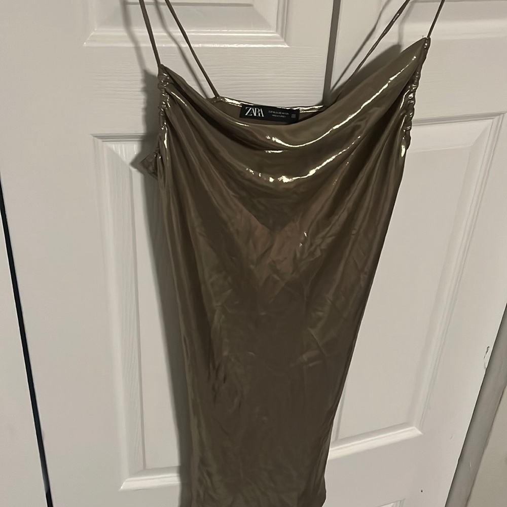 Metallic gold spaghetti strap dress! Super lightweight. Worn twice.